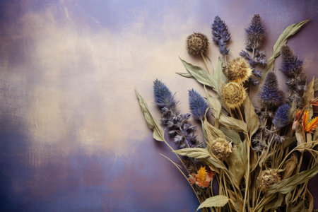 close-up shot of dried cannabis flowers on a vintage paper backgroundの素材