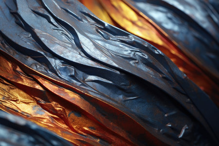 macro shot of a newly forged metal showing texture and colorの素材