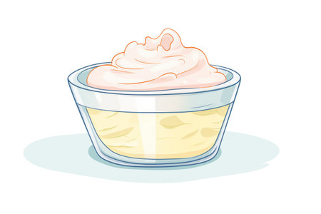 a close-up of a bowl filled with natural yogurtの素材