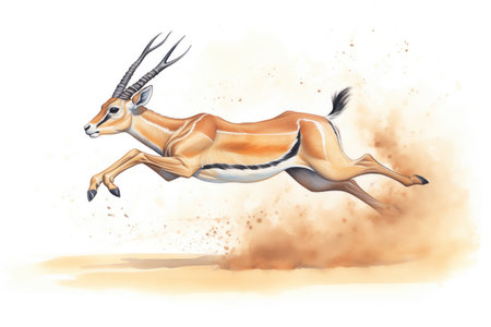a thomsons gazelle kicking up dust while sprintingの素材