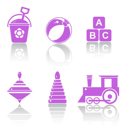 Set Icons toys with reflection. Vector illustrationのイラスト素材