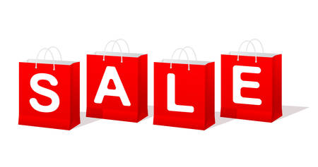 Shopping bags with the inscription SALE. Isolated on white backgroundのイラスト素材