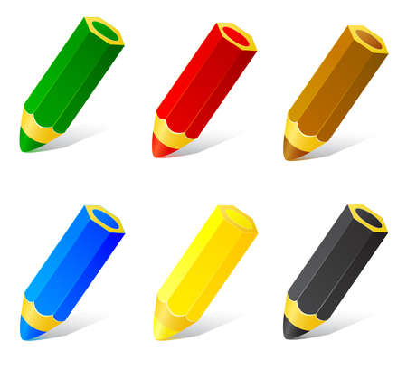 Set of colored pencils isolated on a white backgroundのイラスト素材
