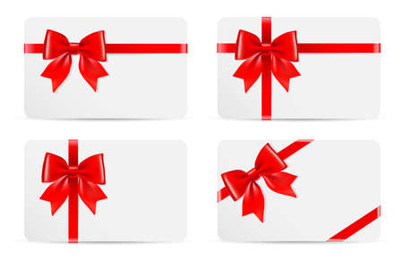 Set of gift cards with bow and ribbonsのイラスト素材