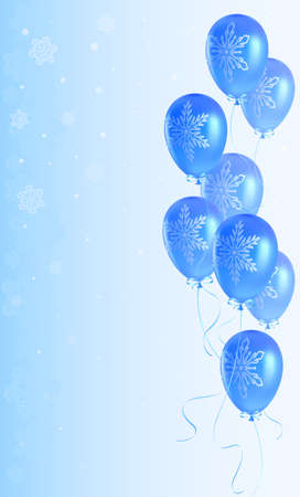 Blue Christmas background with blue balls and snowflakesのイラスト素材