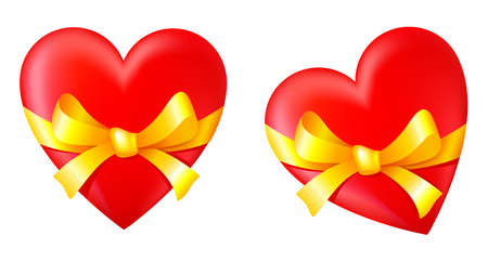 Gift in Valentines Day. Heart tied up by a bowのイラスト素材
