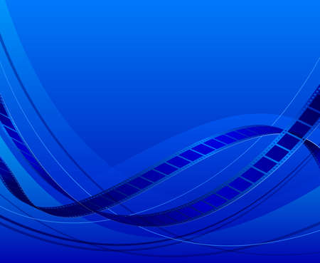 Blue Abstract background of film. Bends the film on a blue backgroundのイラスト素材