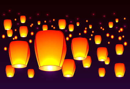 Air lanterns in the sky.
