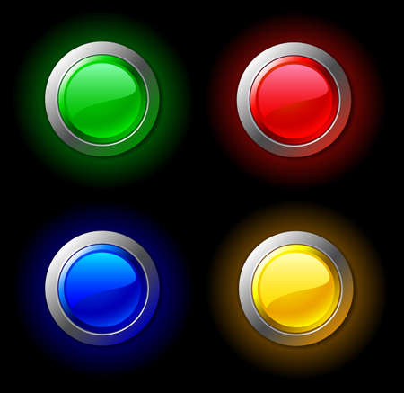 Set of shone colour buttons. Vector illustration