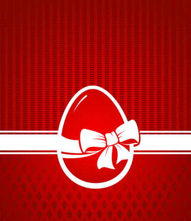 Easter card. Easter egg tied with a ribbon on a red backgroundのイラスト素材