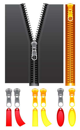 Variants of fasteners for clothes. Vector illustrationのイラスト素材