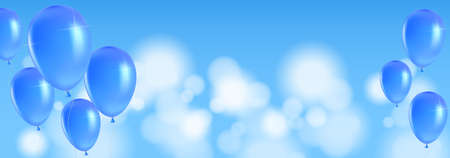 Festive background with balloons on a blue background. Vector illustrationのイラスト素材
