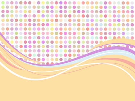 Flat abstract background. Wavy lines on dotted background.のイラスト素材