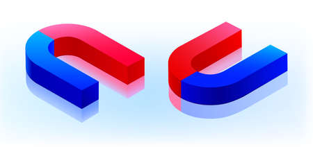 Magnet in different positions. Vector illustrationのイラスト素材