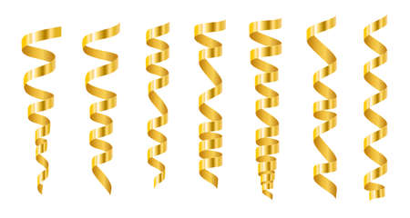 Set of gold serpentine on white background. Vector illustrationのイラスト素材