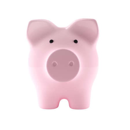 Pink piggy bank isolated on white background. 3D illustrationの写真素材