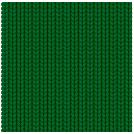 Green seamless texture of knitting woolen clothes. Christmas Red Knitted Pattern. Vector illustration.のイラスト素材