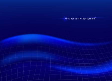 Abstract technological background. Glowing waves with a geometric grid. Vector illustrationのイラスト素材