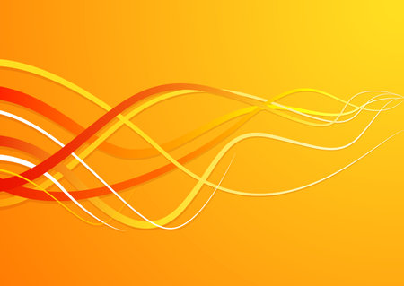 Abstract wavy background. Wavy lines on an orange gradient background. Vector illustrationのイラスト素材