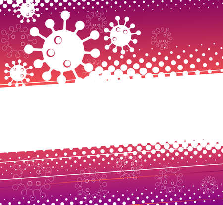 Abstract coronavirus background. Flat image of coronavirus molecules on a purple dotted background. Vector illustrationのイラスト素材