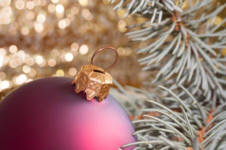 Christmas traditions with a Christmas tree and ballの写真素材
