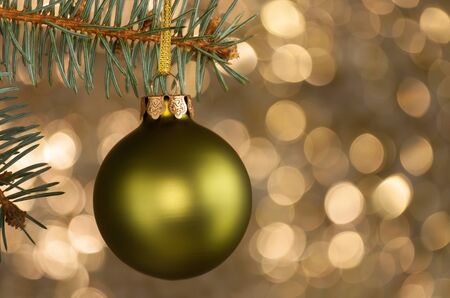 Christmas ball hanging on a Christmas treeの写真素材