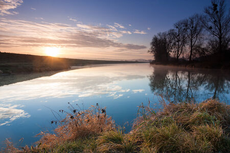 sunrise at the confluence of the riversの写真素材