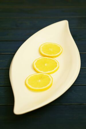 lemon slices on white backgroundの写真素材