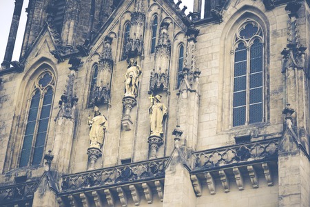 Close up of statues of the cathedral in Olomouc, Czech Republicの写真素材