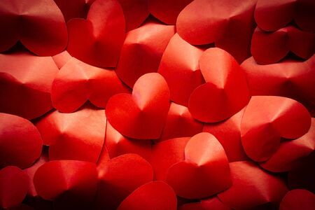 Valentine background of red heartsの写真素材