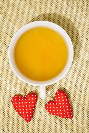Valentine Tea with red heartの写真素材