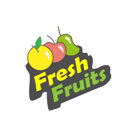 fresh orange lemon citrus red apple green mango fruit for colorful minimalist cartoon healthy tropical food grocery  design and boy girl child fashion vector illustrationのイラスト素材