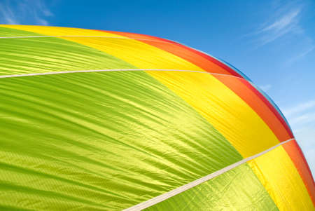 colourful hot air balloon during inflation