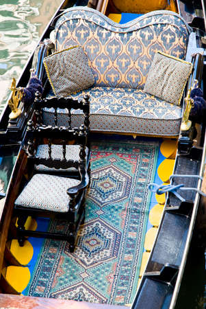 decorations on the deck of a venetian gondolaの写真素材