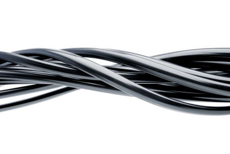 electric cables isolated over white backgroundの写真素材