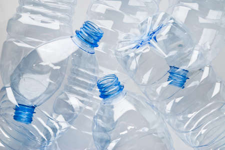 heap of empty plastic bottles ready for recycleの写真素材