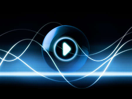 music sound abstract concept showing audio waves propagation and play button iconの写真素材