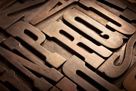 old wooden uppercase type in perspectiveの写真素材