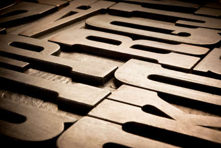 old wooden uppercase type in perspectiveの写真素材