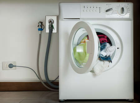 washing machine with colorful clothes