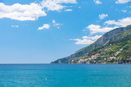 Amalfi Coast, Italy. Stretch of the Amalfi Coast between the Maiori and Minori villages towards Amalfi town.の写真素材