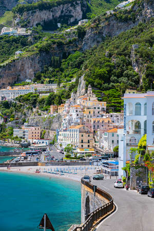 Amalfi, Italy. May 27th, 2020. View on Amalfi from the Amalfi Coast Road.のeditorial素材