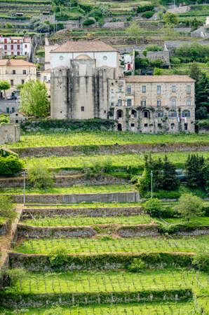 Ravello on the Amalfi Coast, Italy. May 05th, 2018. A wonderful view on some houses and buildings inthe countryside.のeditorial素材