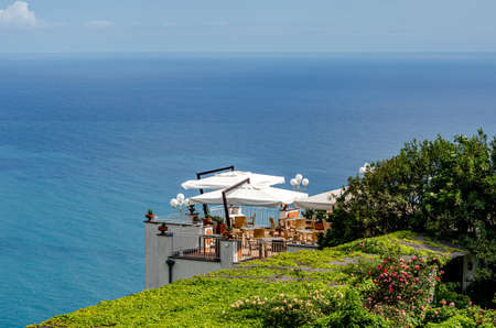 Ravello on the Amalfi Coast, Italy. May 05th, 2018. A wonderful terrace with a breathtaking view.のeditorial素材
