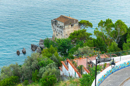 Vietri sul Mare, Italy. July 8th, 2020. Torre la Crestarella is a splendid location located on a beautiful beach and on the spectacular panorama offered by the Gulf of Salerno.のeditorial素材