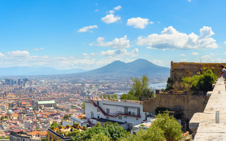 Naples, Italy. Panoramic view of the city center from the hill of San Martino, Vomero district. August 24, 2022.のeditorial素材