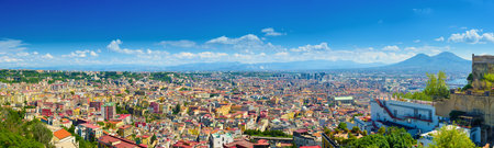Naples, Italy. Panoramic view of the city center from the hill of San Martino, Vomero district. August 24, 2022.のeditorial素材