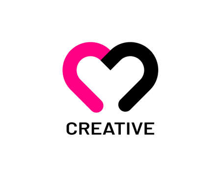 Initial Letter M logo design with Hearth iconのイラスト素材