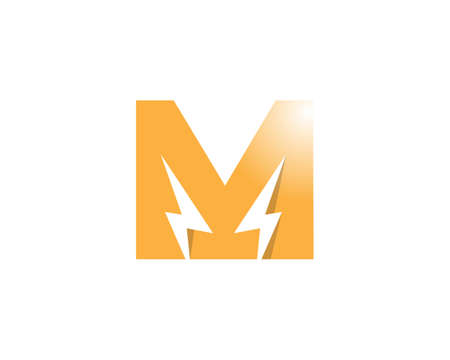 M letter With lighting effects, Abstract logo design vectorのイラスト素材