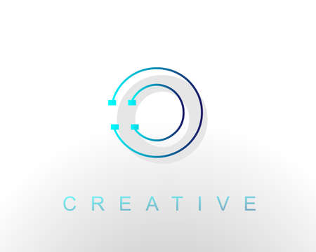 O Letter Connect Dot Network Logo Icon Design Vector Imageのイラスト素材